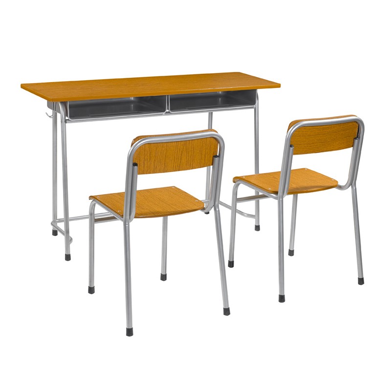 Double School Desk With Chairs